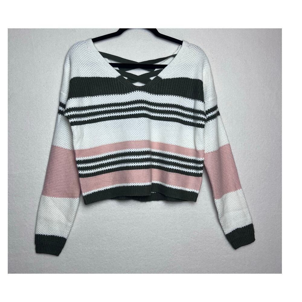 Full Circle Trends Women's Sweater Laced Criss Cross Back Long Sleeve Size M